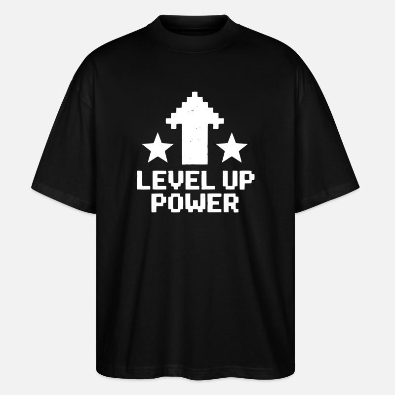  Level Up Power Pixel Art - Stanley/Stella Oversized Unisex Bio T-Shirt Blaster 2.0 - Schwarz