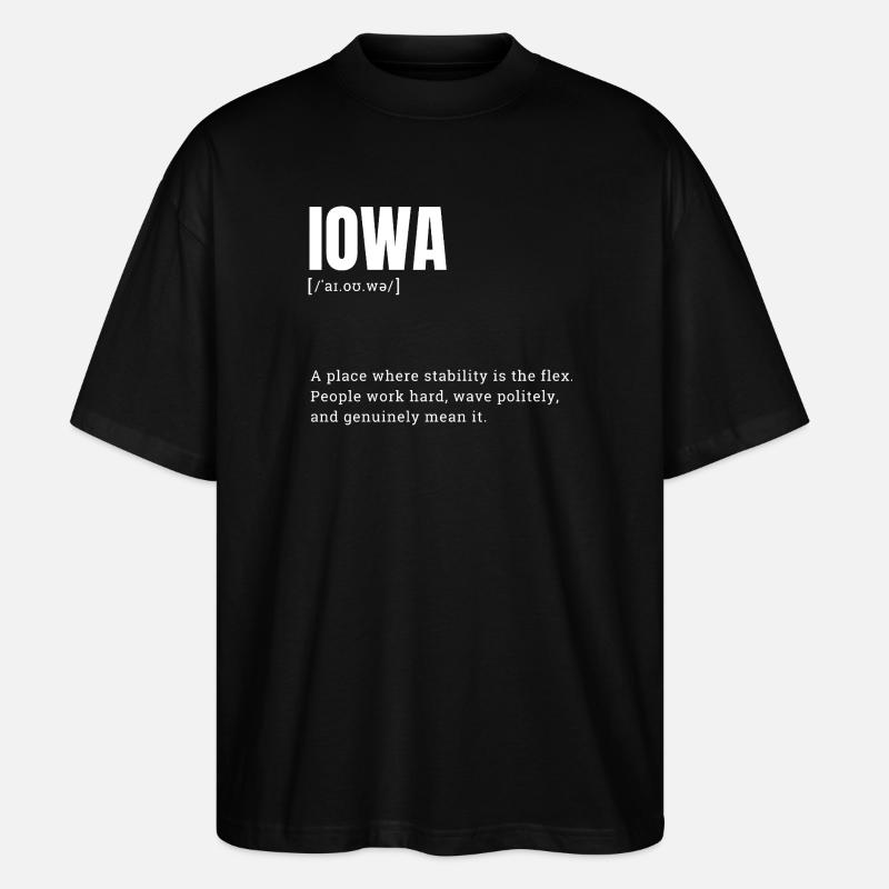 Déclaration typographique Iowa Bold - T-shirt bio Blaster 2.0 coupe oversize Stanley/Stella Unisexe - noir