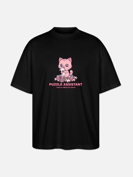 Puzzle Assistand Cat Quote - Stanley/Stella Oversized Unisex Organic T-shirt Blaster 2.0 - black