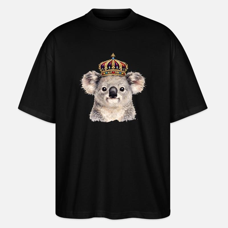 Koala royal avec couronne - T-shirt bio Blaster 2.0 coupe oversize Stanley/Stella Unisexe - noir