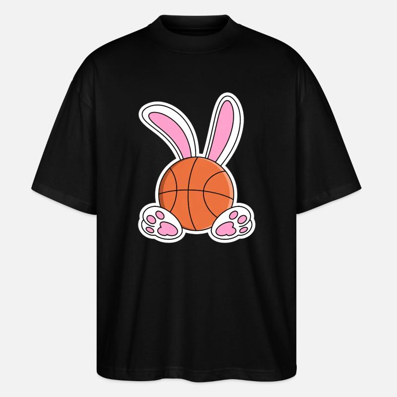 Easter Basketball Bunny Design - Stanley/Stella Oversized Unisex Organic T-shirt Blaster 2.0 - black