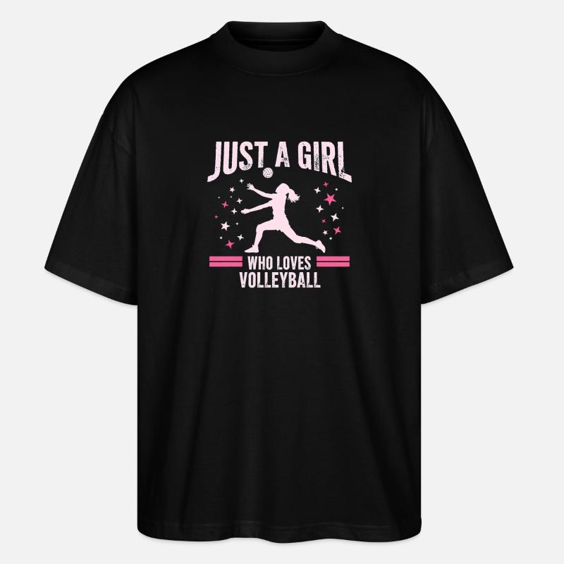 Mädchen liebt Volleyball Zitat - Stanley/Stella Oversized Unisex Bio T-Shirt Blaster 2.0 - Schwarz