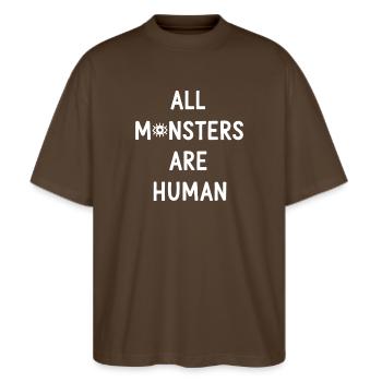 Tous les monstres sont humains - T-shirt bio Blaster 2.0 coupe oversize Stanley/Stella Unisexe - marron foncé - Devant - Alina (178cm) & Michal (187cm)