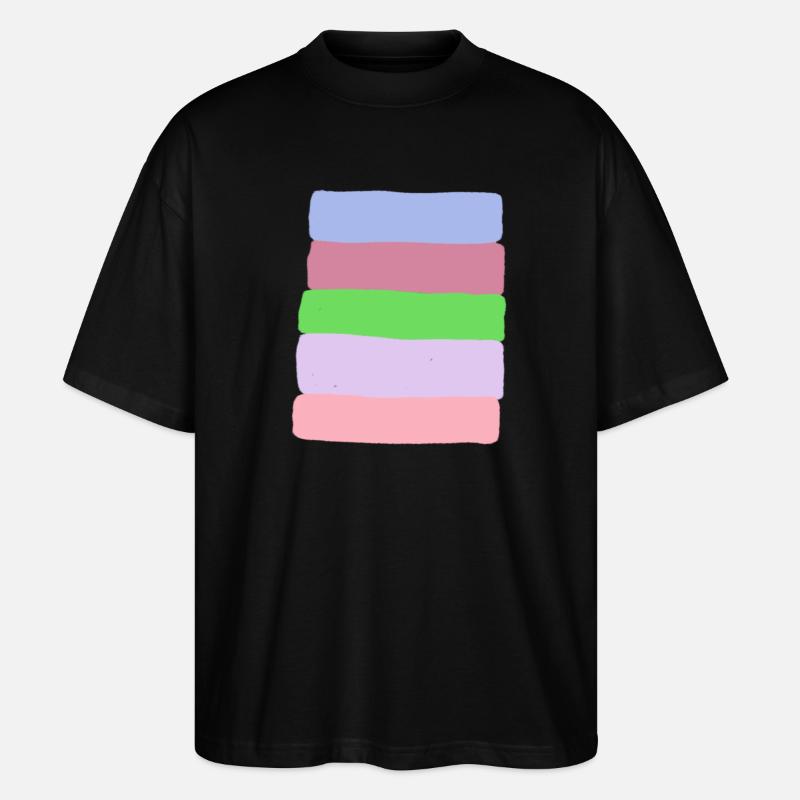 Pastel Stripe Stack - Stanley/Stella Oversized Unisex Organic T-shirt Blaster 2.0 - black