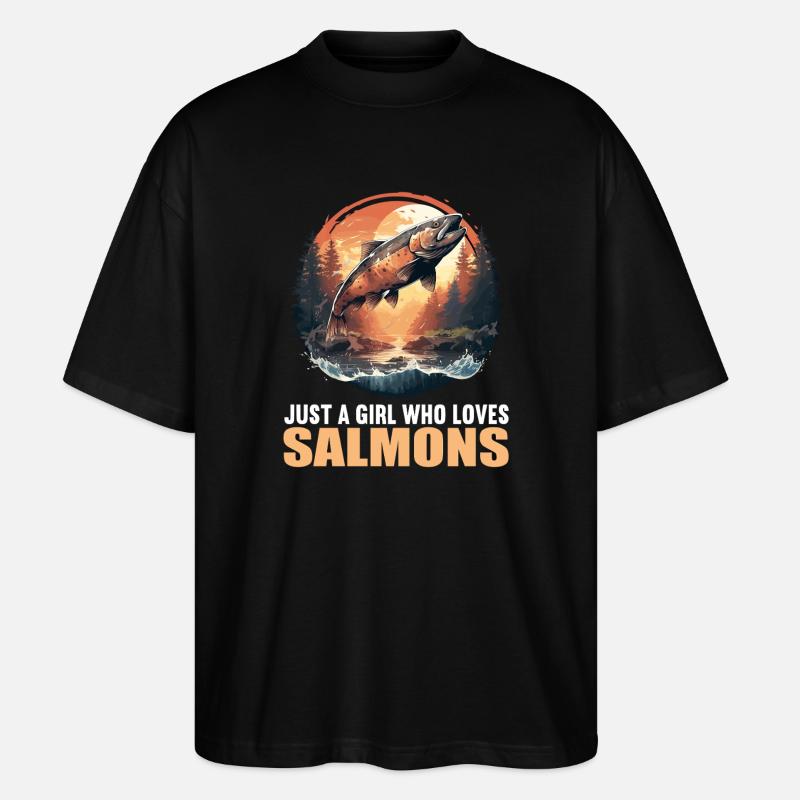 Lachse Lachs - Stanley/Stella Oversized Unisex Bio T-Shirt Blaster 2.0 - Schwarz