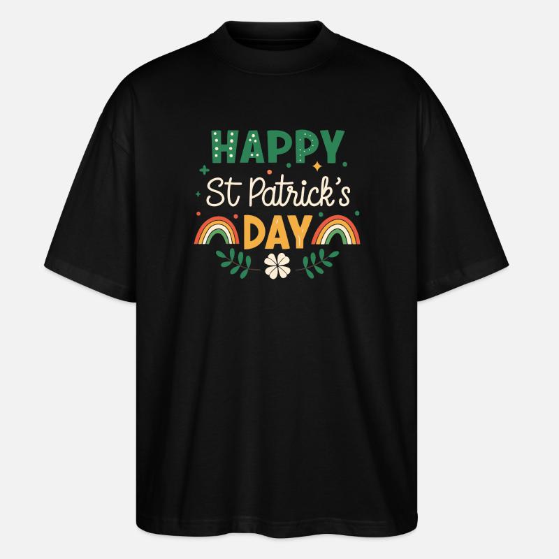 Joyeux Saint Patrick Arc-en-Ciel - T-shirt bio Blaster 2.0 coupe oversize Stanley/Stella Unisexe - noir