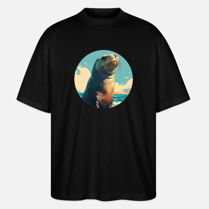 Seelöwen Seelöwe - Stanley/Stella Oversized Unisex Bio T-Shirt Blaster 2.0 - Schwarz
