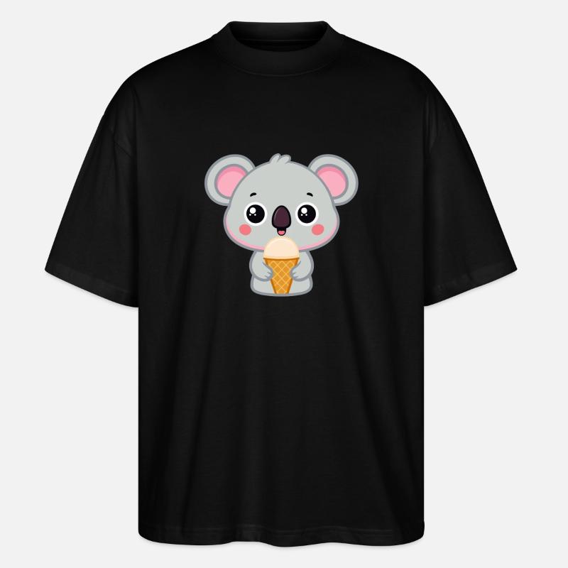 Kawaii Eiskaffer-Gourmet-Koala - Stanley/Stella Oversized Unisex Bio T-Shirt Blaster 2.0 - Schwarz