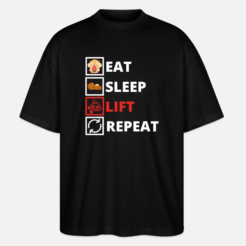 Manger dormir soulever répéter - T-shirt bio Blaster 2.0 coupe oversize Stanley/Stella Unisexe - noir