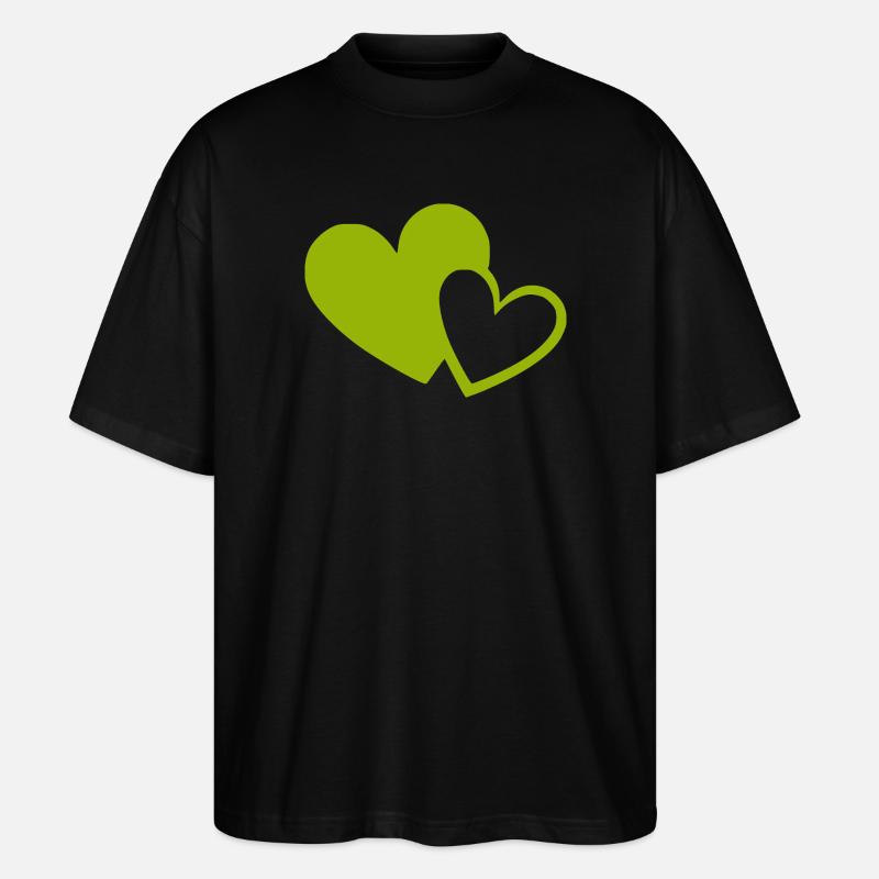 Cœur vert motif de cœurs verts - T-shirt bio Blaster 2.0 coupe oversize Stanley/Stella Unisexe - noir