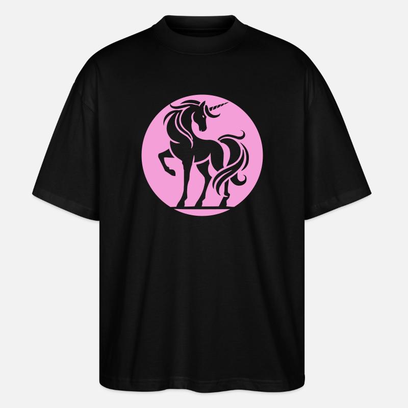 Rosa Einhorn Silhouette Kreis - Stanley/Stella Oversized Unisex Bio T-Shirt Blaster 2.0 - Schwarz