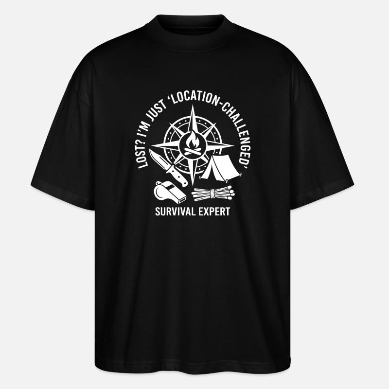 Survival Saying Compass Fire - Stanley/Stella Oversized Unisex Organic T-shirt Blaster 2.0 - black
