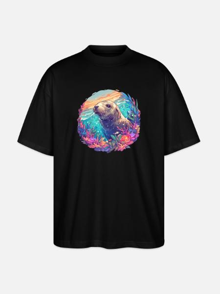 Seelöwen Seelöwe - Stanley/Stella Oversized Unisex Bio T-Shirt Blaster 2.0 - Schwarz
