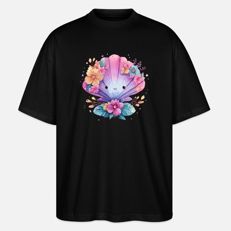 Moule fleurie avec des fleurs joyeuses - T-shirt bio Blaster 2.0 coupe oversize Stanley/Stella Unisexe - noir
