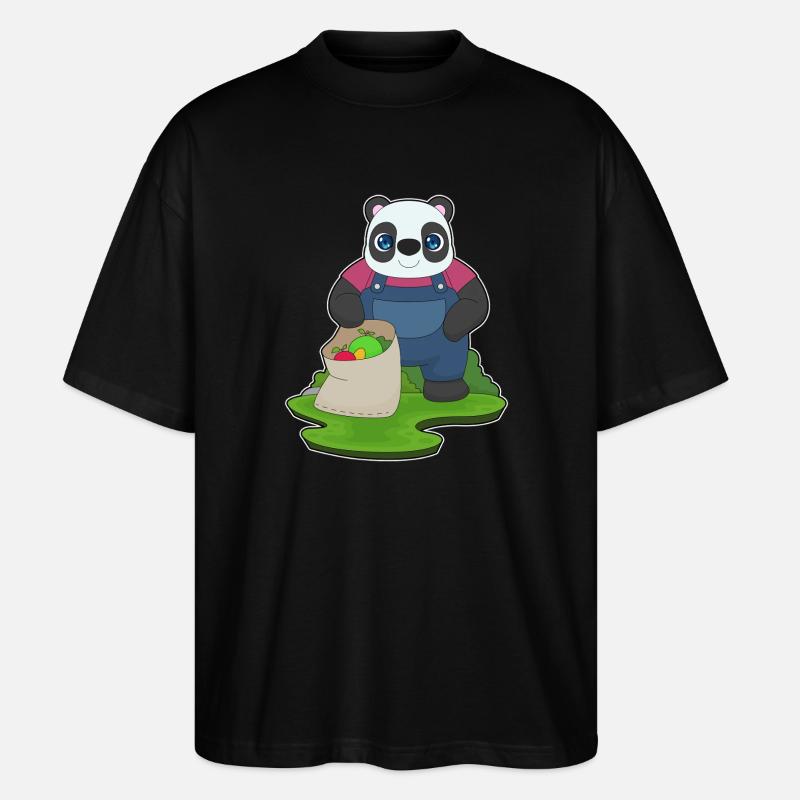 Panda Farmer Fruit Farm - Stanley/Stella Oversized Unisex Organic T-shirt Blaster 2.0 - black
