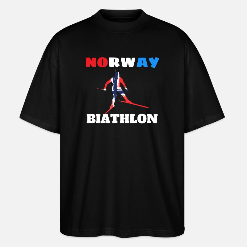 Biathleten-Silhouette mit norwegischer Flagge - Stanley/Stella Oversized Unisex Bio T-Shirt Blaster 2.0 - Schwarz