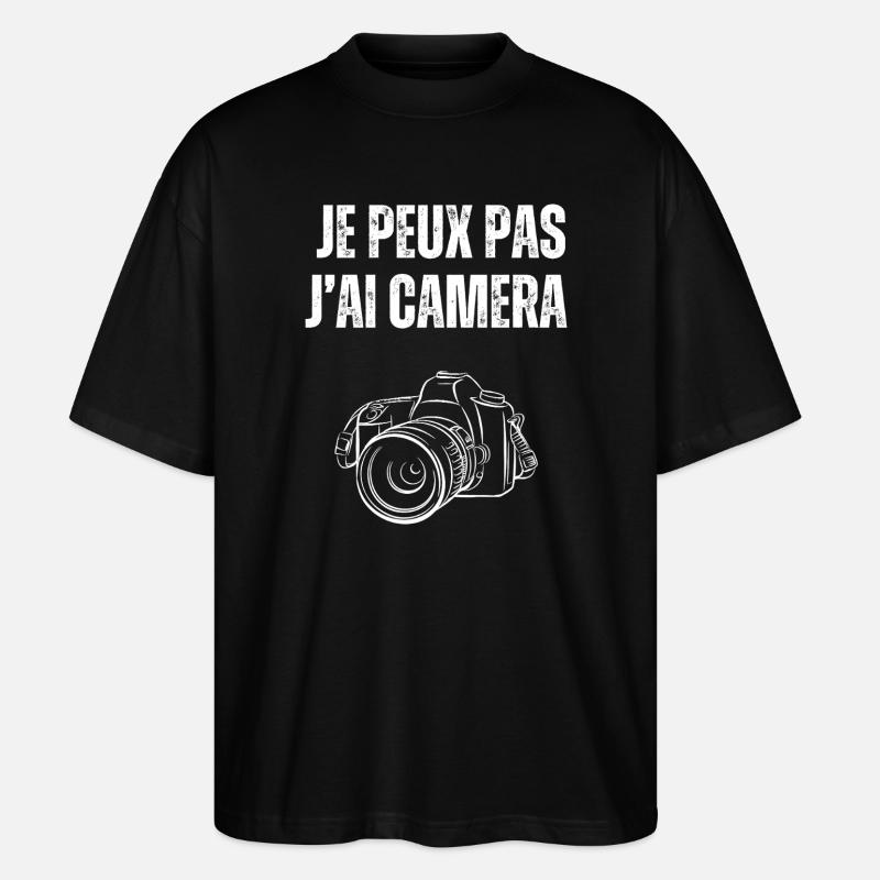 Je peux pas j'ai caméra - T-shirt bio Blaster 2.0 coupe oversize Stanley/Stella Unisexe - noir