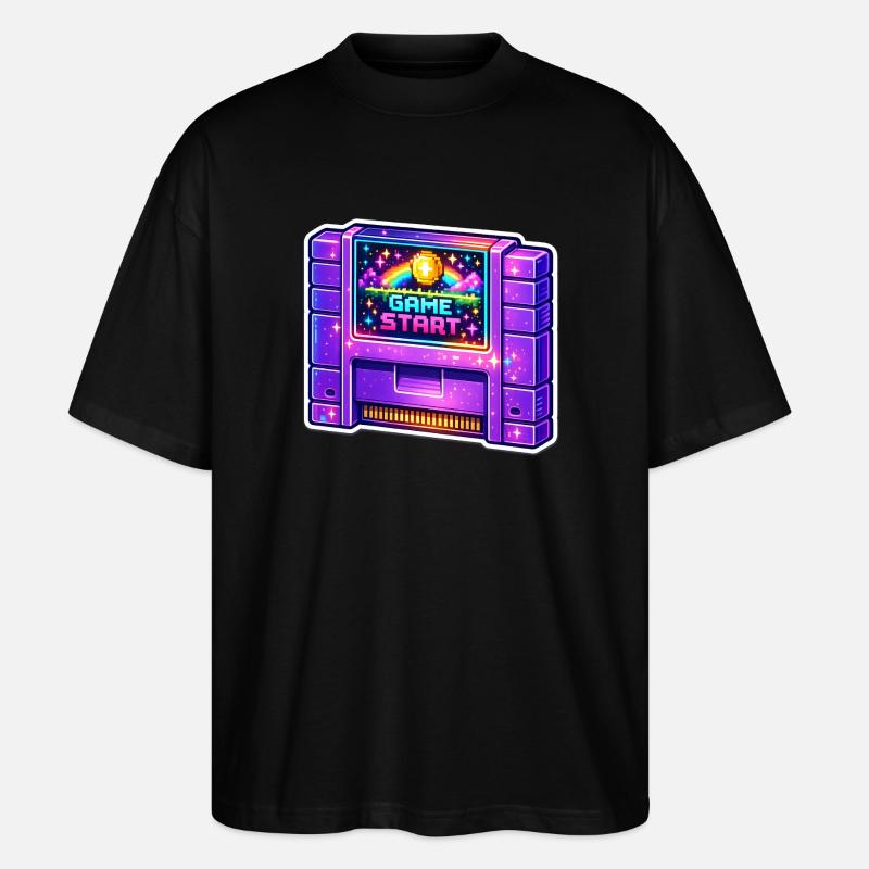 Néon Retro Arcade Start - T-shirt bio Blaster 2.0 coupe oversize Stanley/Stella Unisexe - noir