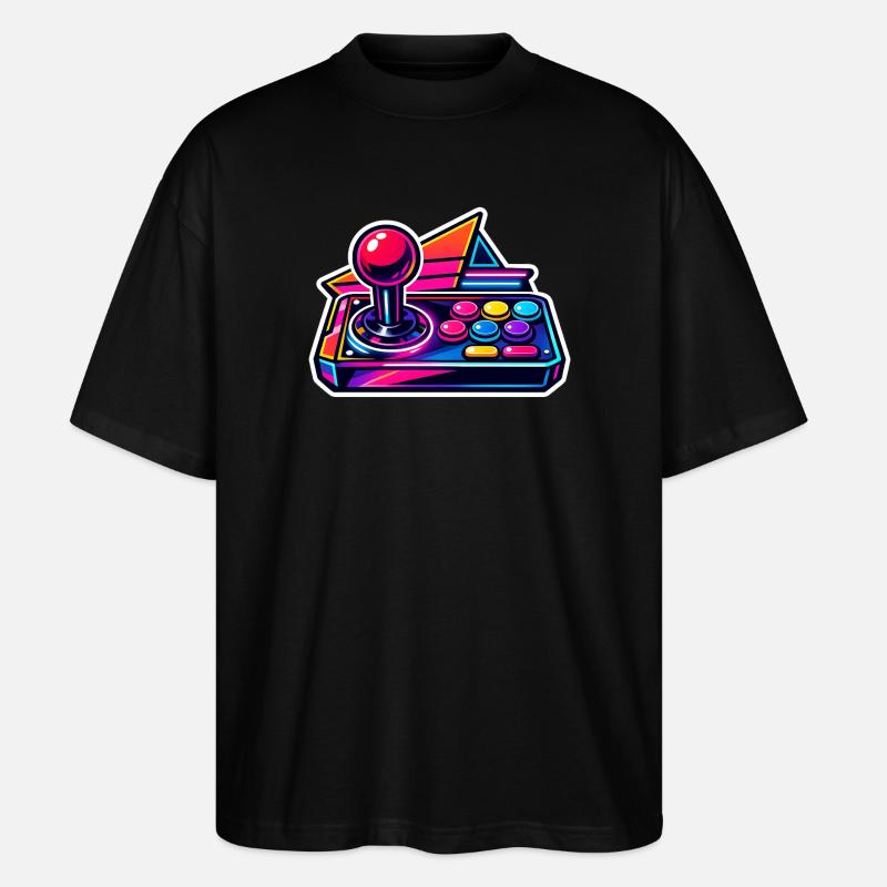 Neon Arcade Joystick Retro - Stanley/Stella Oversized Unisex Organic T-shirt Blaster 2.0 - black