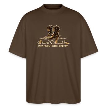 Line Dance Steps Boots - Stanley/Stella Oversized Unisex Organic T-shirt Blaster 2.0 - mocha - Front - Alina (178cm) & Michal (187cm)