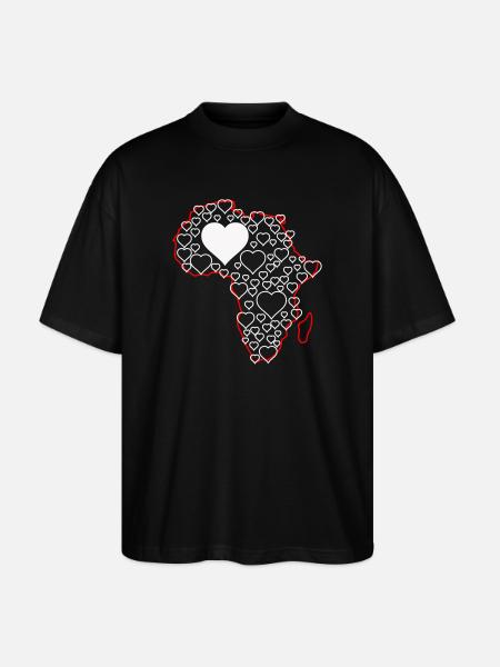 Africa Heart Pattern: Love Continents - Stanley/Stella Oversized Unisex Organic T-shirt Blaster 2.0 - black