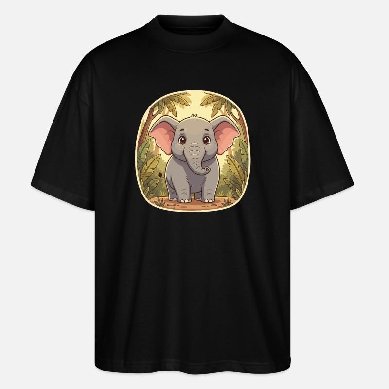 Petit éléphant dans la jungle - T-shirt bio Blaster 2.0 coupe oversize Stanley/Stella Unisexe - noir