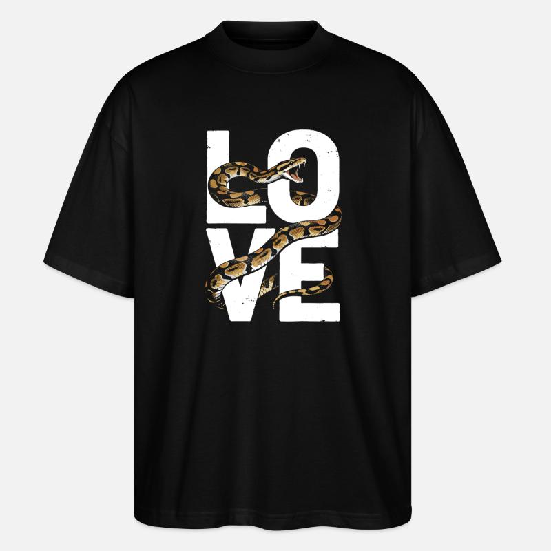 Königspython Schlangen LOVE Terrarium Python - Stanley/Stella Oversized Unisex Bio T-Shirt Blaster 2.0 - Schwarz