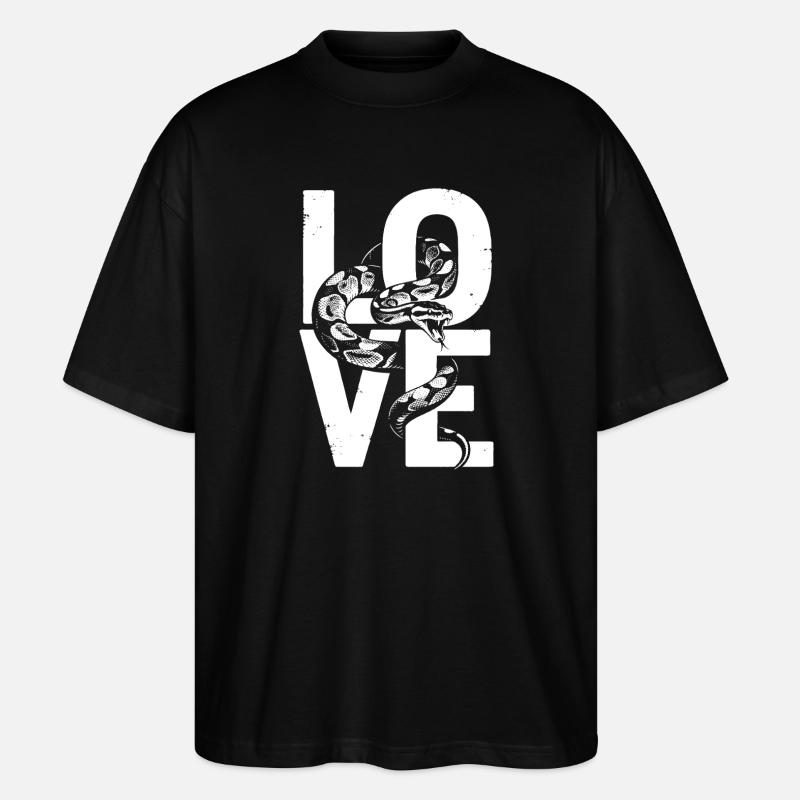 Königspython Schlangen LOVE Terrarium Python - Stanley/Stella Oversized Unisex Bio T-Shirt Blaster 2.0 - Schwarz
