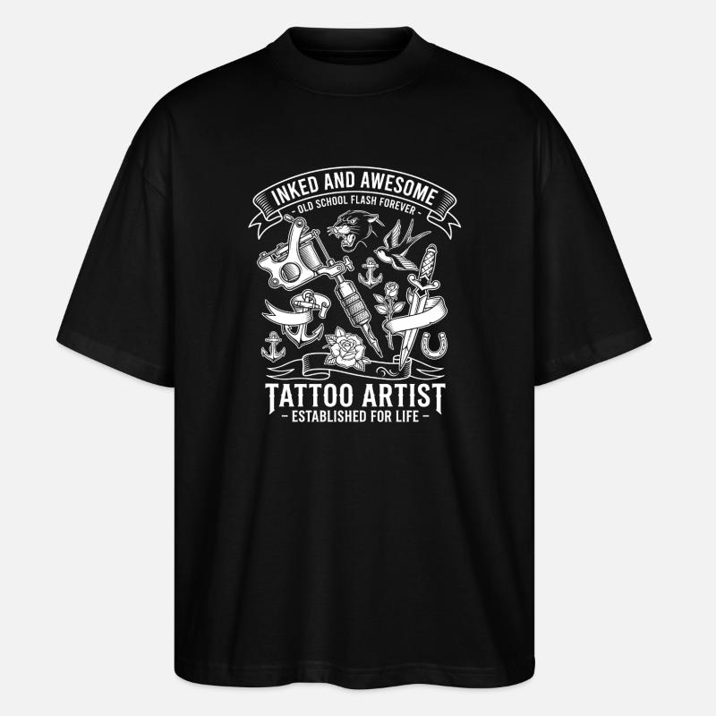Motif de tatoueur à l’ancienne - T-shirt bio Blaster 2.0 coupe oversize Stanley/Stella Unisexe - noir