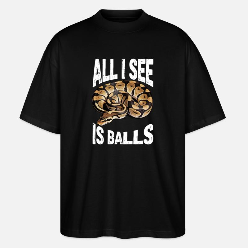 Königspython Schlangen Liebhaber Terrarium Python - Stanley/Stella Oversized Unisex Bio T-Shirt Blaster 2.0 - Schwarz