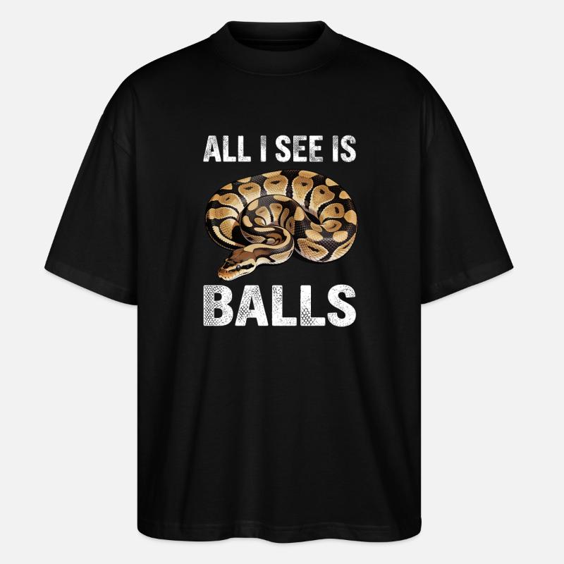 Königspython Schlangen Liebhaber Terrarium Python - Stanley/Stella Oversized Unisex Bio T-Shirt Blaster 2.0 - Schwarz