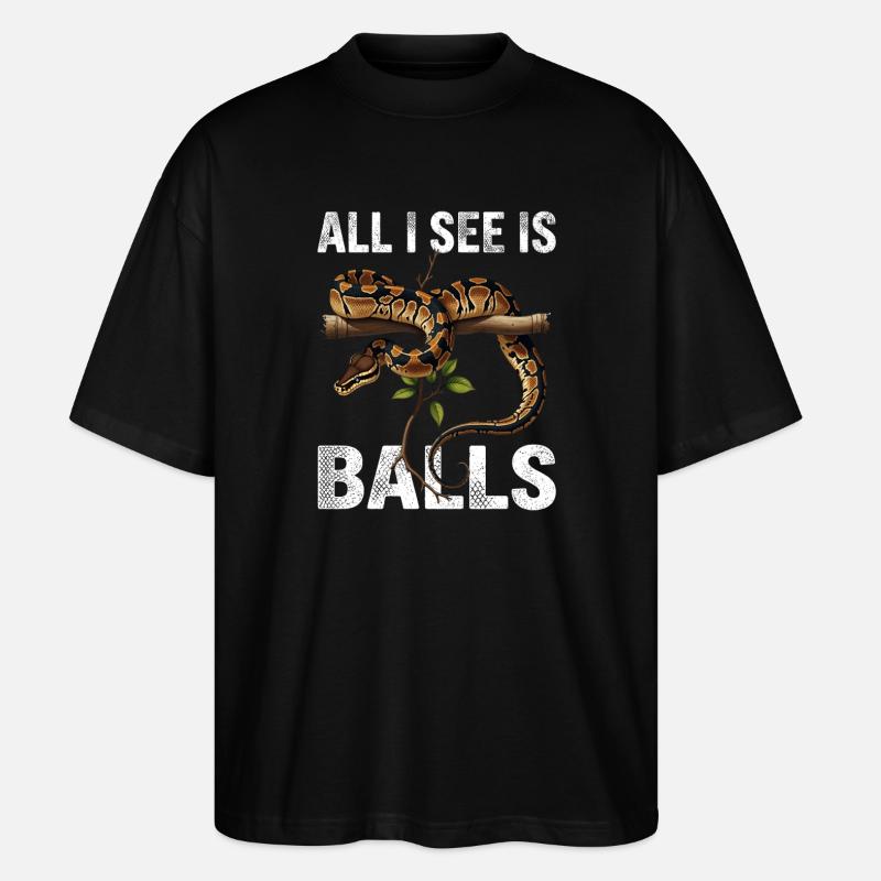 Königspython Schlangen Liebhaber Terrarium Python - Stanley/Stella Oversized Unisex Bio T-Shirt Blaster 2.0 - Schwarz