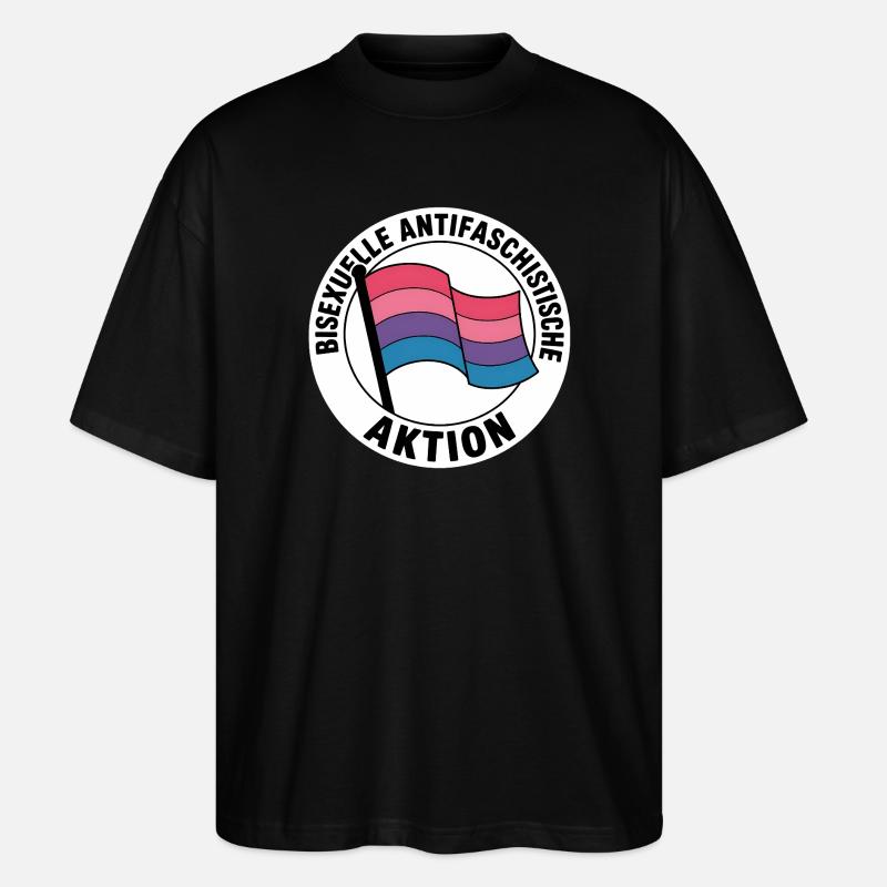 Bisexuelle Aktion - Antifa Pride Badge - Stanley/Stella Oversized Unisex Bio T-Shirt Blaster 2.0 - Schwarz