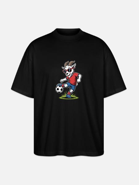 Coole Fußball Ziege mit Sonnenbrille - Stanley/Stella Oversized Unisex Bio T-Shirt Blaster 2.0 - Schwarz