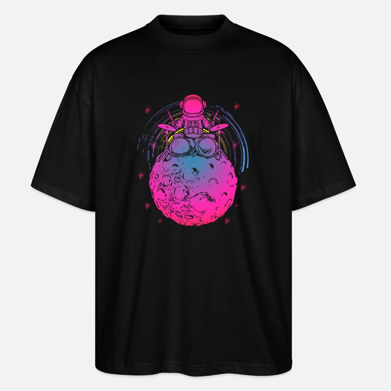 Psychedelischer Astro-Drummer Planet - Stanley/Stella Oversized Unisex Bio T-Shirt Blaster 2.0 - Schwarz