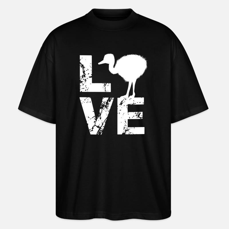 Nandu, Straußenkopf, Emu, Strauß - Stanley/Stella Oversized Unisex Bio T-Shirt Blaster 2.0 - Schwarz