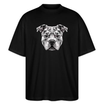 Pitbull Bulldogge Pittie American Pitbull Terrier - Stanley/Stella Oversized Unisex Bio T-Shirt Blaster 2.0 - Schwarz - Vorne - Alina (178cm) & Michal (187cm)