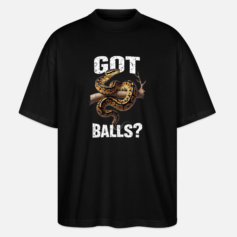 Königspython Schlangen Liebhaber Terrarium Python - Stanley/Stella Oversized Unisex Bio T-Shirt Blaster 2.0 - Schwarz