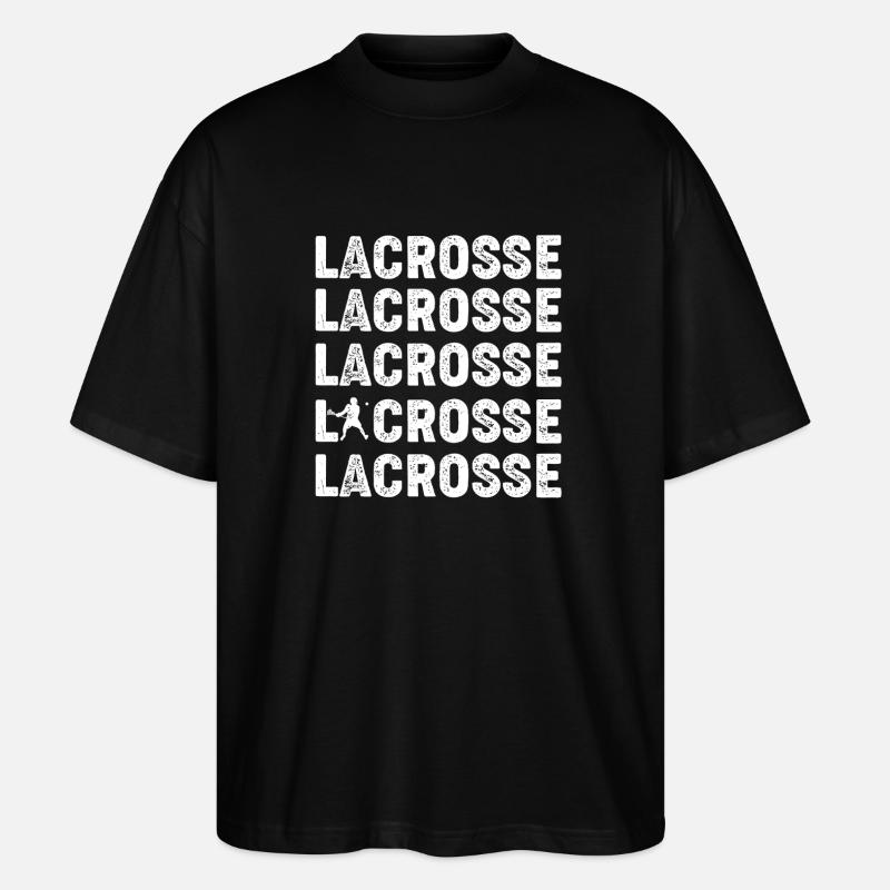 Lacrosse Repeated Text Bold Design - Stanley/Stella Oversized Unisex Organic T-shirt Blaster 2.0 - black