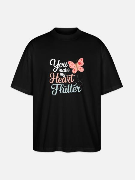 You Make My Heart Flutter Romantic - Stanley/Stella Oversized Unisex Organic T-shirt Blaster 2.0 - black