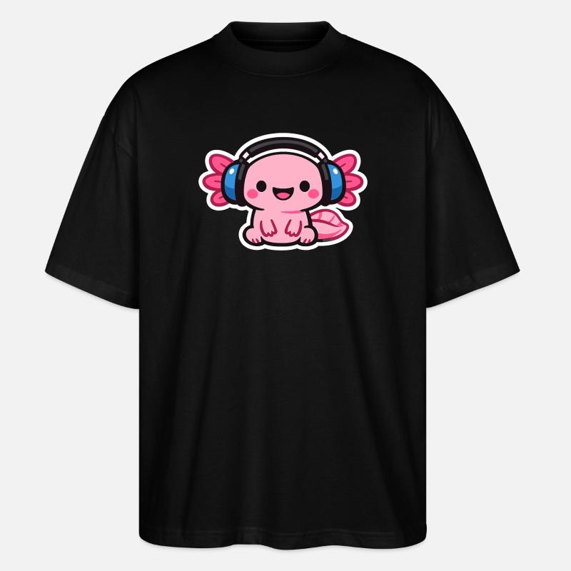 Kuscheliger Kopfhörer-Drache axolotl - Stanley/Stella Oversized Unisex Bio T-Shirt Blaster 2.0 - Schwarz