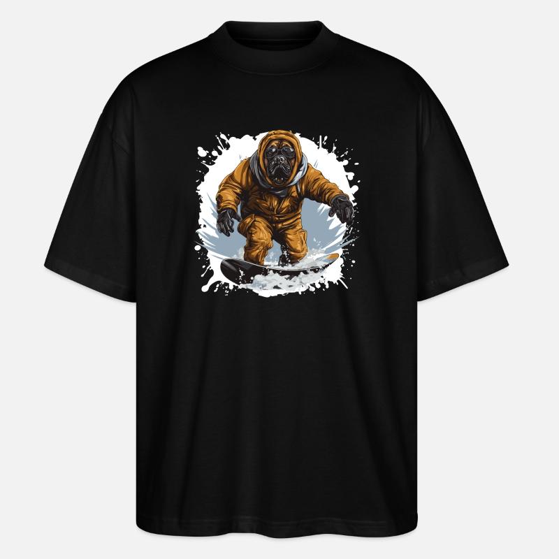 Mastiff Hund Snowboard - Stanley/Stella Oversized Unisex Bio T-Shirt Blaster 2.0 - Schwarz