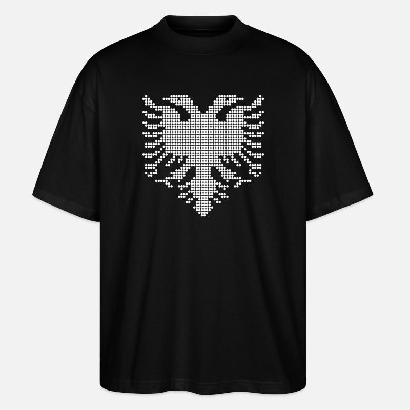 Albanisches Doppelkopf-Adler-Dotwork-Emblem - Stanley/Stella Oversized Unisex Bio T-Shirt Blaster 2.0 - Schwarz