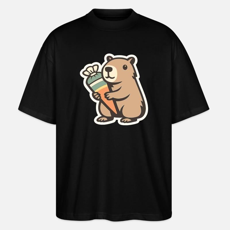 Capybara School Child – 1st Grade - Stanley/Stella Oversized Unisex Organic T-shirt Blaster 2.0 - black