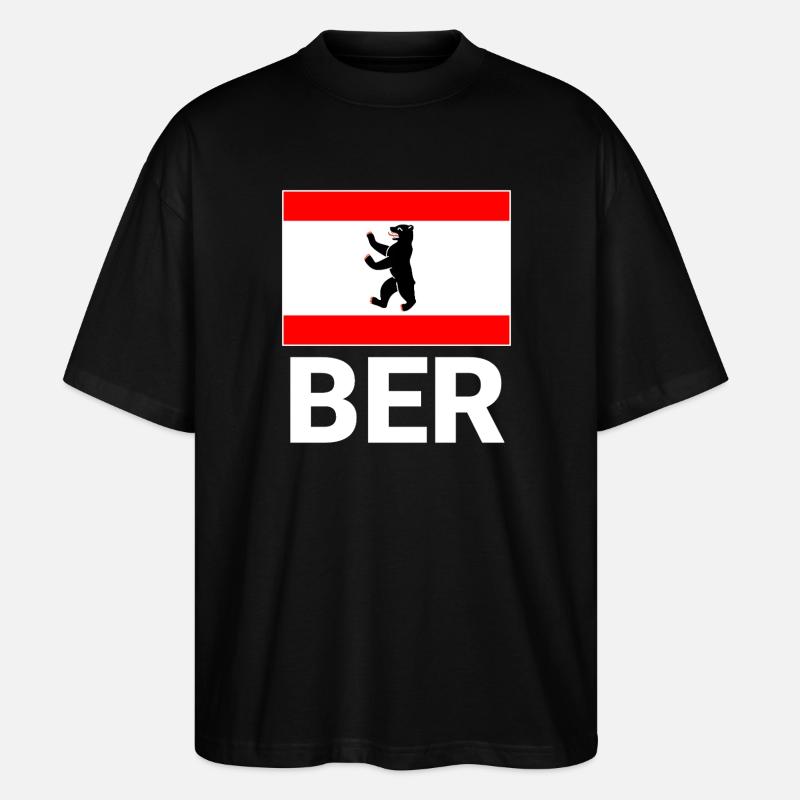 Drapeau de Berlin avec abréviation BER - T-shirt bio Blaster 2.0 coupe oversize Stanley/Stella Unisexe - noir