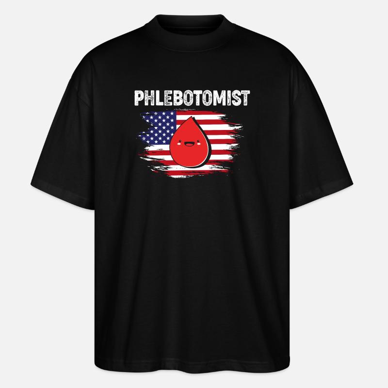 Nurse Caregiver Blood Sampling Phlebotomist - Stanley/Stella Oversized Unisex Organic T-shirt Blaster 2.0 - black