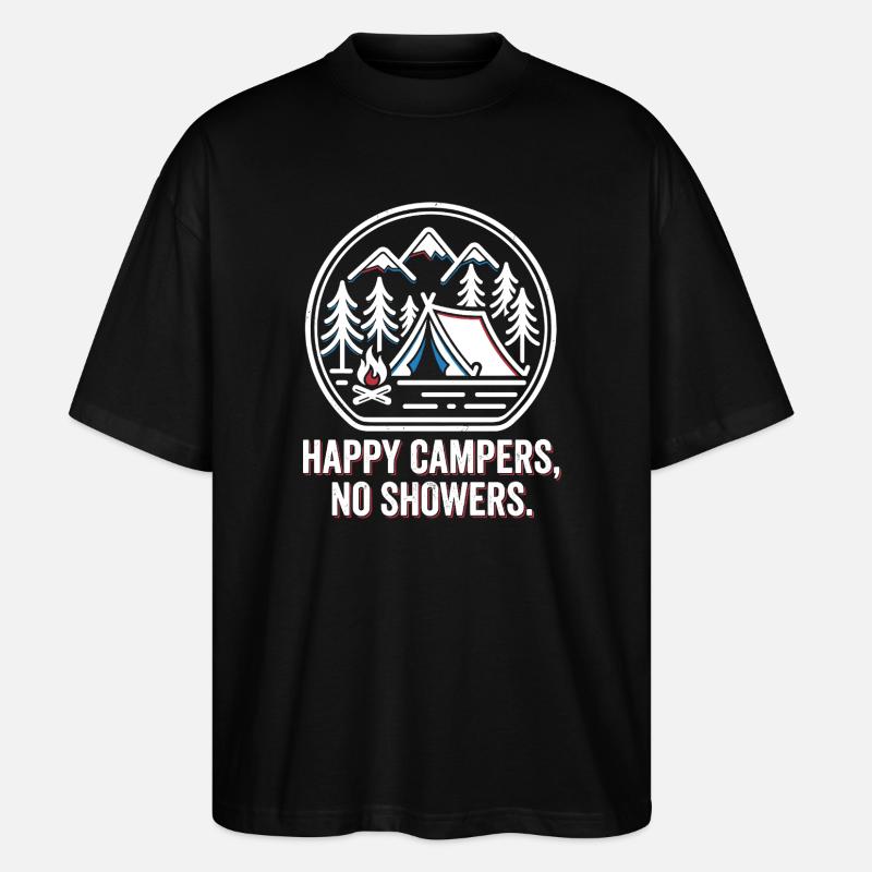 Camping Camp Tent & Campfire - Stanley/Stella Oversized Unisex Organic T-shirt Blaster 2.0 - black