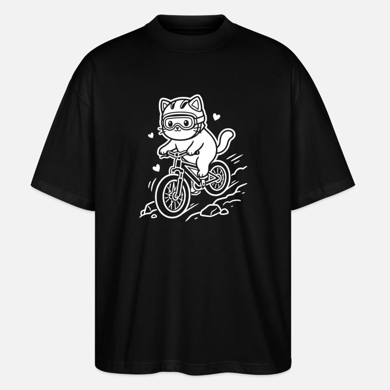 Kawaii Katze Radfahren - Stanley/Stella Oversized Unisex Bio T-Shirt Blaster 2.0 - Schwarz