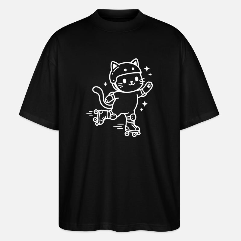 Rollschuh Kawaii Katze - Stanley/Stella Oversized Unisex Bio T-Shirt Blaster 2.0 - Schwarz