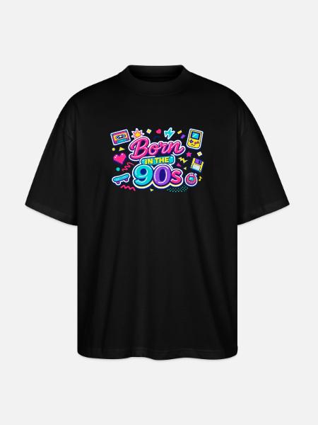 Born in den 90ern Neon-Retro - Stanley/Stella Oversized Unisex Bio T-Shirt Blaster 2.0 - Schwarz